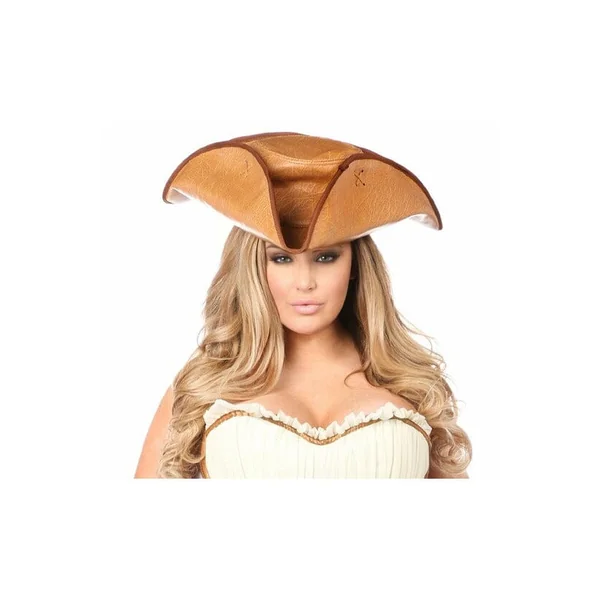 Camel Faux Leather Pirate Hat