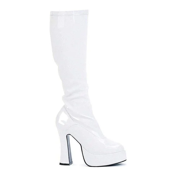 CHACHA Knee Boot | White Patent