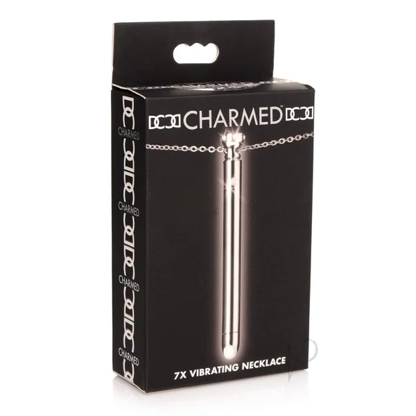 Charmed Rechargeable Stainless Steel 7X Vibrating Necklace - Silver