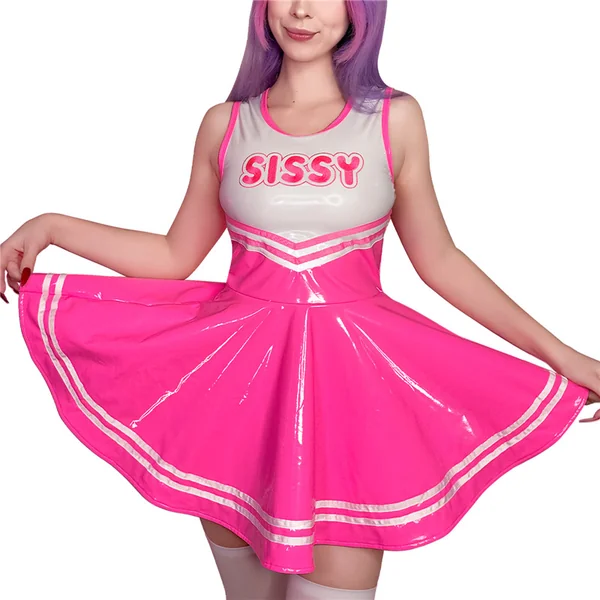 Cheer SissyUniversity Faux Leather Shiny Mini Dress