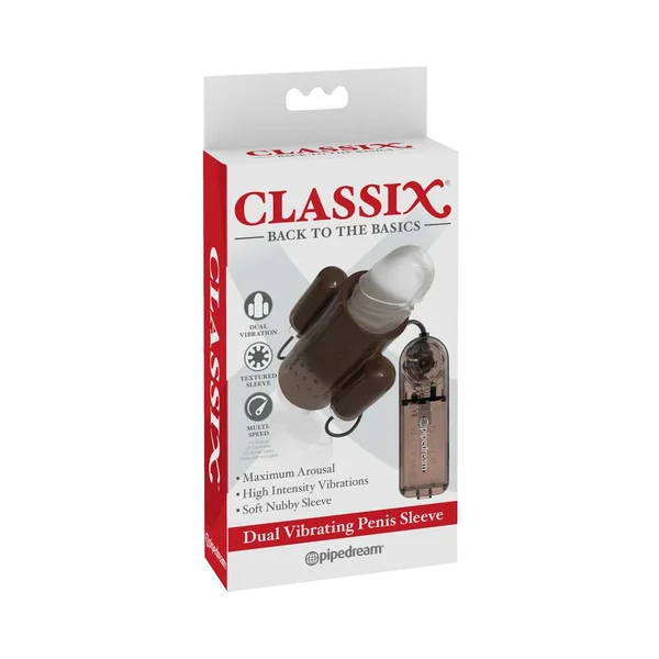 Classix Dual Vibrating Penis Sleeve Smoke