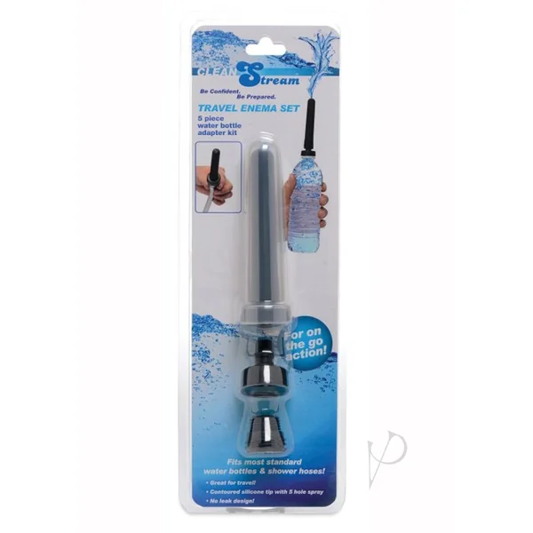 CleanStream Travel Enema Set 5 piece Water Bottle Adapter Kit - Black