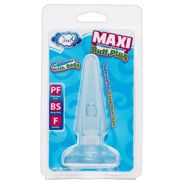 Cloud 9 Blue Maxi Tapered Anal Plug Soft Flexible Base 3.94 Inch