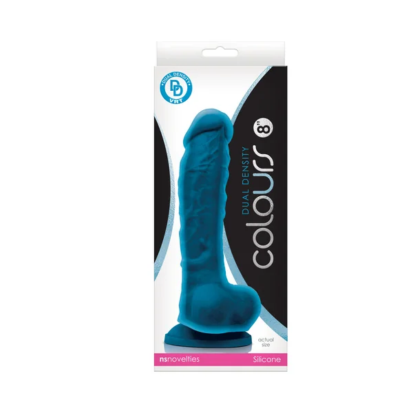 Colours Dual Density 8 inches Dildo Blue
