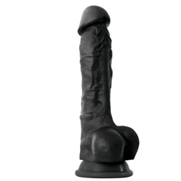 Colours Realistic 9 Inch Silicone Suction Cup Dildo - Black
