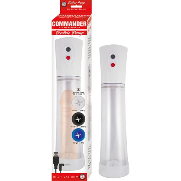 Commander Electric Penis Pump with 3 Sleeve Sizes and Cable