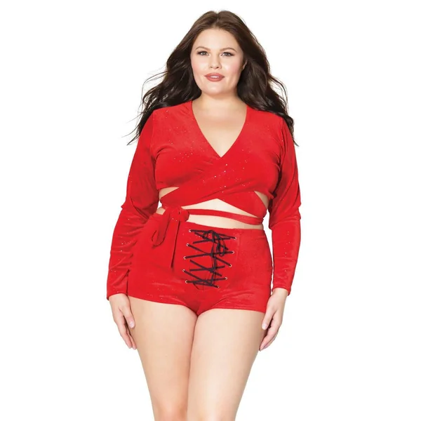 Coquette - 20316 Plus - Crop Top - Red/White - OSXL