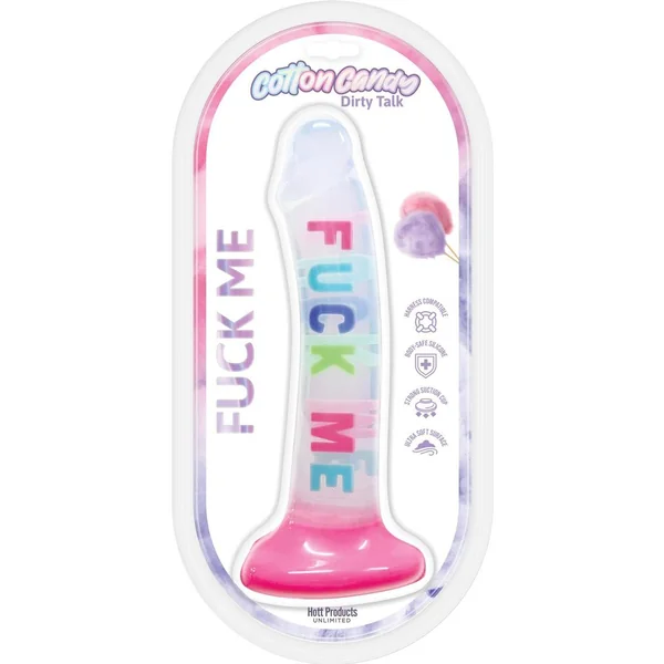Cotton Candy Dirty Talk Fuck Me Silicone Dildo – Multicolor