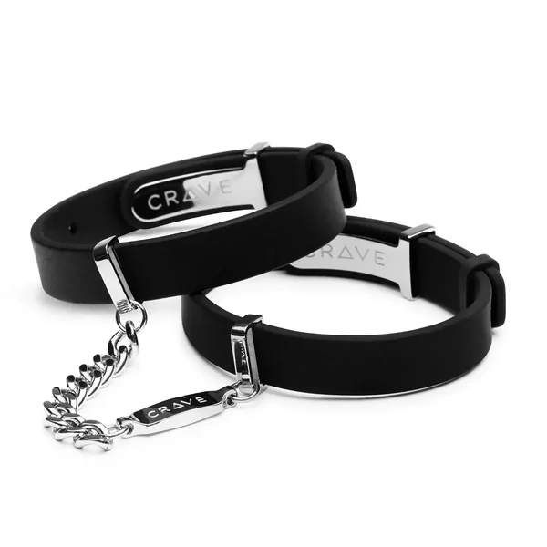 Crave ID Cuffs Luxury Silicone Bondage Cuffs Sex Handcuffs Black with Silver