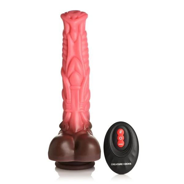 Creature Cocks Deluxe Centaur Thrusting and Vibrating Rechargeable Silicone Dildo – Pink/Brown