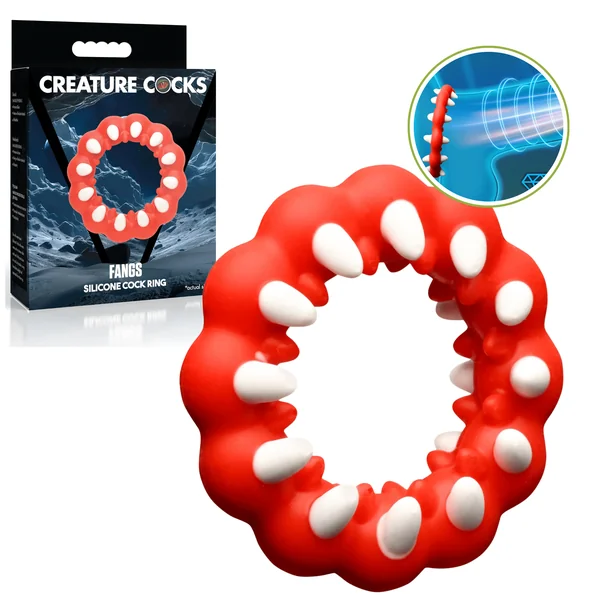 Creature Cocks Fangs Silicone Fantasy Stretchy Men Non-Vibrating Penis Ring