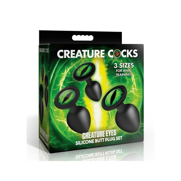 Creature Cocks Green Eye Silicone Butt Plug Set (3 Piece)