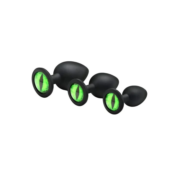 Creature Cocks Green Eye Silicone Butt Plug Set (3 Piece) – Green/Black