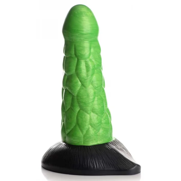 Creature Cocks Radioactive Reptile Thick Scaly Silicone Dildo - Green/Black