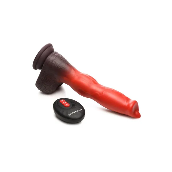 Creature Cocks Ramming Hound Thrusting and Vibrating Rechargeable Silicone Dildo – Red