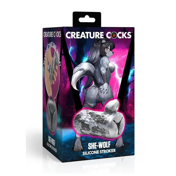 Creature Cocks She-Wolf Silicone Stroker - Black/Silver