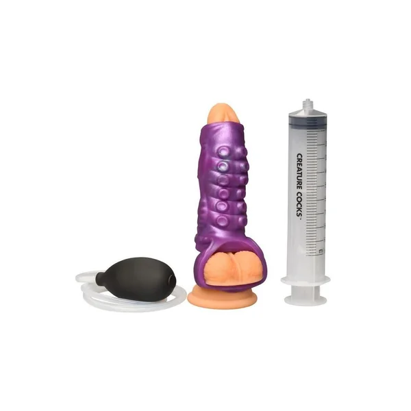 Creature Cocks Tentacle Squirting Silicone Penis Enhancer – Purple