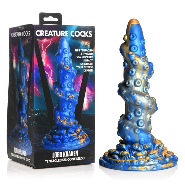 Creature Cocks The Kraken (Deep Blue and Gold) 7 Inch Fantasy Dildo