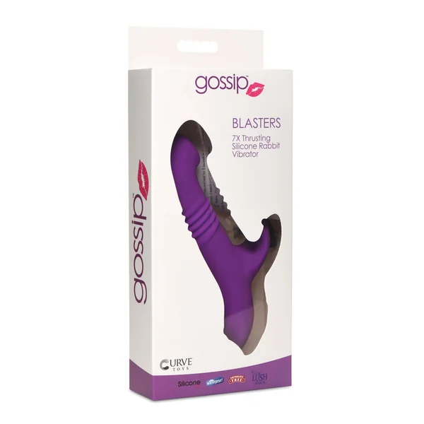 Curve Toys Gossip Blasters 7X Thrusting Silicone Rabbit Vibrator - Violet