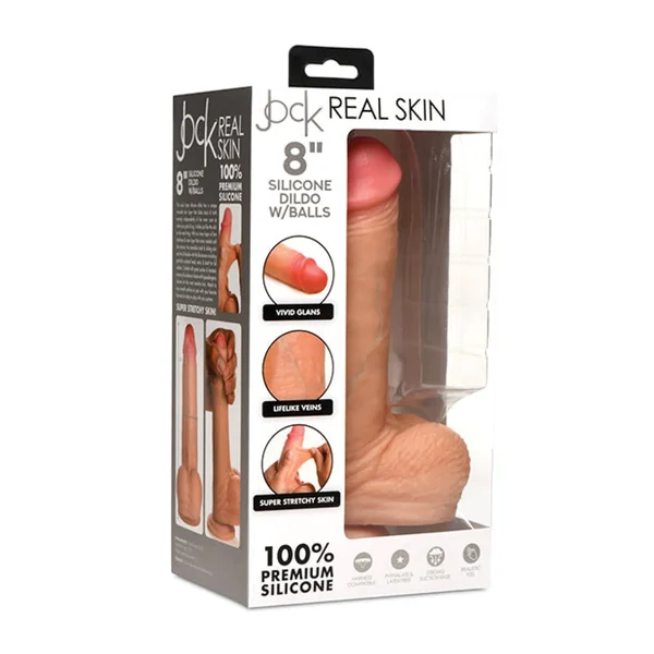 Curve Toys Jock Real Skin Silicone 8" Dildo w/Balls