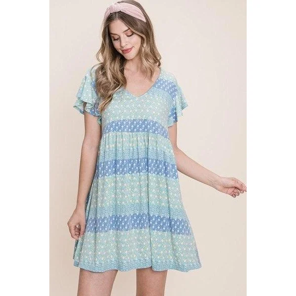 Cute And Flirty Floral Printed Babydoll Mini Dress