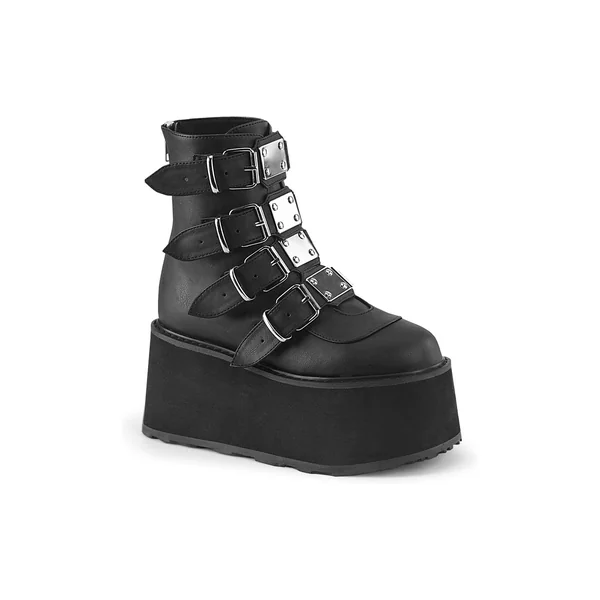 DAMNED-105 Black Vegan Leather Ankle Boot