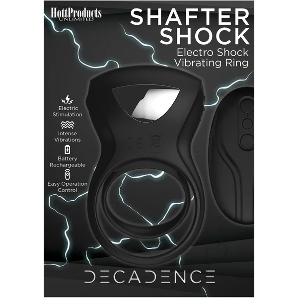 Decadence Shafter Shock Estim Penis Ring Black