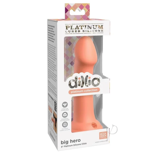 Dillio Platinum Big Hero Silicone Dildo 6in - Orange