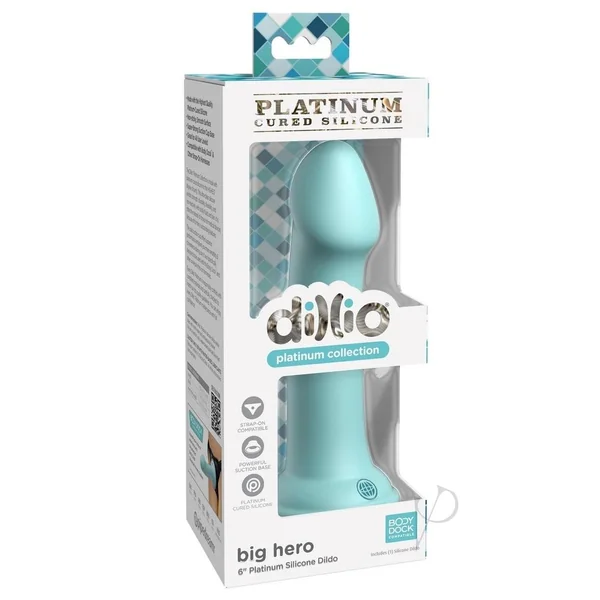 Dillio Platinum Big Hero Silicone Dildo 6in - Teal