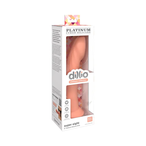 Dillio Platinum Collection Super Eight 8 inches Silicone Dildo Peach