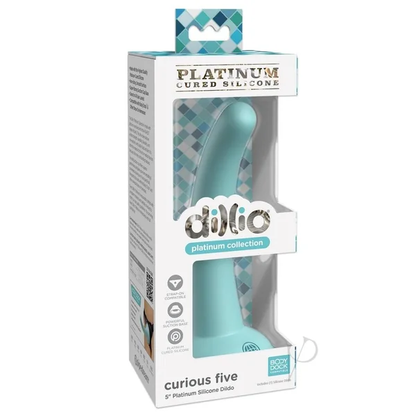 Dillio Platinum Curious Five Silicone Dildo 5in - Teal