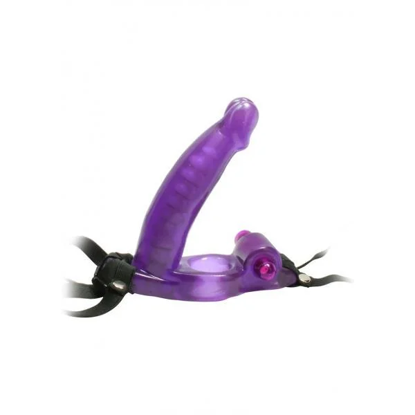 Double Penetrator Strap On Cock Ring Waterproof Purple