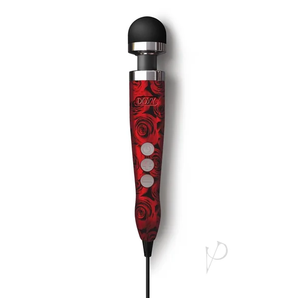 Doxy Die Cast 3 Wand Plug-In Wand Massager - Rose Pattern Red/Black