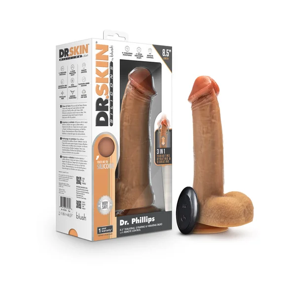 Dr. Skin Silicone Dr. Phillips Thrusting Dildo 8.5 in. Tan