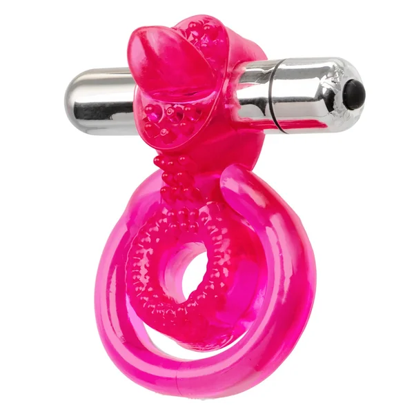 Dual Clit Flicker Vibrating Cockring with Removable Stimulator