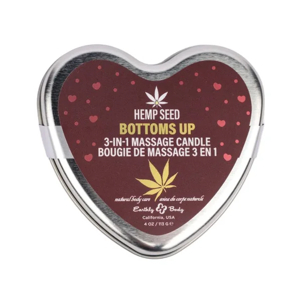 Earthly Body Hemp Seed Bottoms Up 3-In-1 Massage Candle - 4 oz
