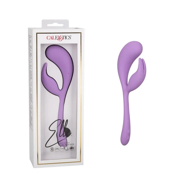 Elle Liquid Silicone Dual Flicker Vibrator in Purple with 10 Vibration Functions and Rechargeable