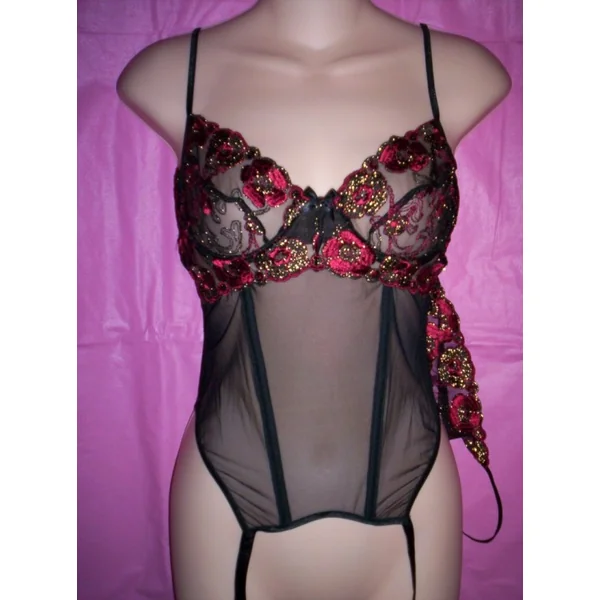 Fantasy Lingerie Bordeaux Bustier and G-String Set