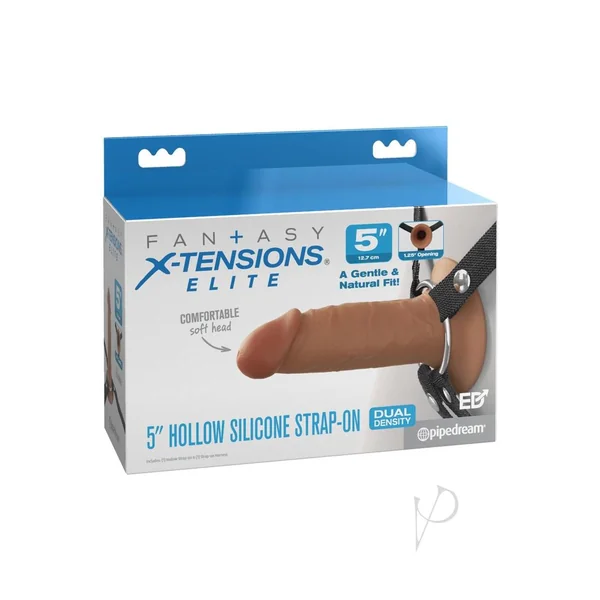 Fantasy X-Tensions Elite Silicone Dual Density Hollow Strap-On 5in - Caramel