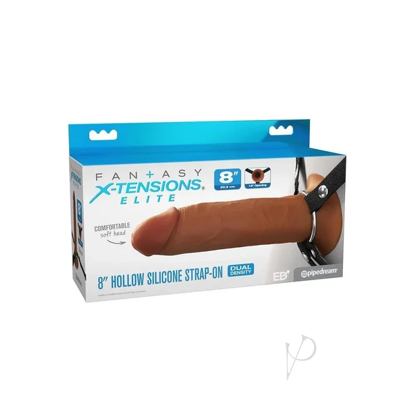 Fantasy X-Tensions Elite Silicone Dual Density Hollow Strap-On 8in - Caramel