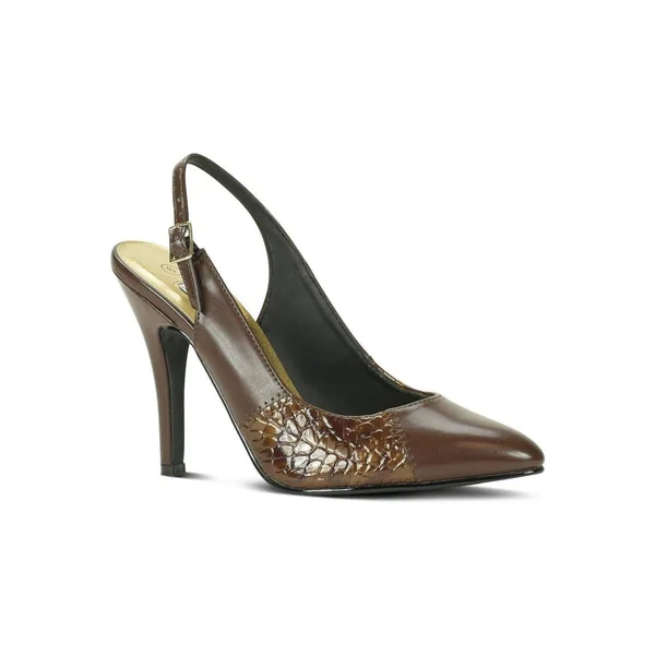 Fashions Slingback | Brown Faux Leather Snake Trim