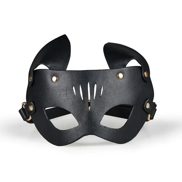 Femdom Black Leather Dog Slave Catwoman Fox Bondage Mask