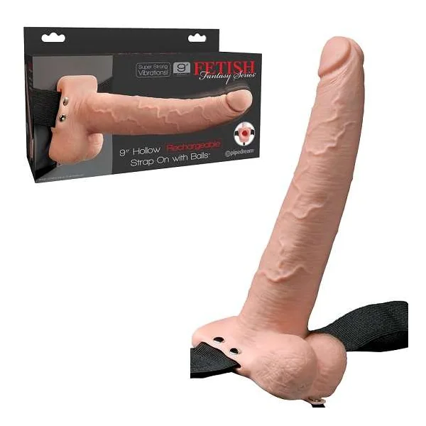Fetish Fantasy 9 inch Hollow Rechargeable Strap-On with Balls