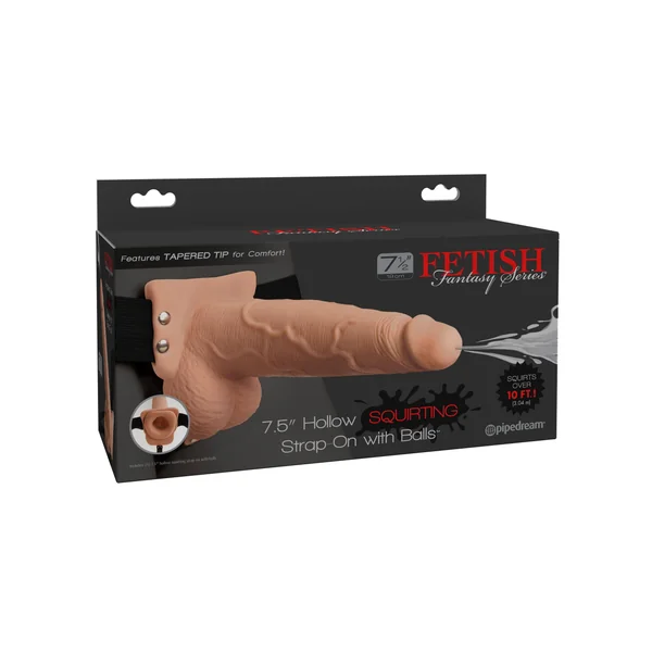 Fetish Fantasy Series 7.5 Inch Hollow Squirting Strap-On (Flesh) – Realistic Strap-On