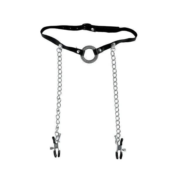 Fetish Fantasy Series Limited Edition O-Ring Gag and Nipple Clamps Black
