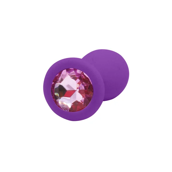 Fetish Pleasure Play Small Purple Silicone Pink Jewel Butt Plug
