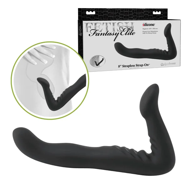 Ff Elite Silicone 8-inch Double-Ended Dildo Strapless Strap On Black