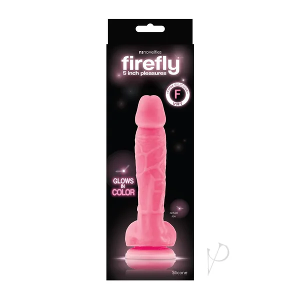 Firefly 5 Inch Pleasures Silicone Glow In The Dark Dildo 5in - Pink