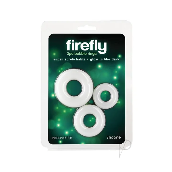 Firefly Bubble Ring Glow in The Dark Cock Ring Set (3 pieces) - White