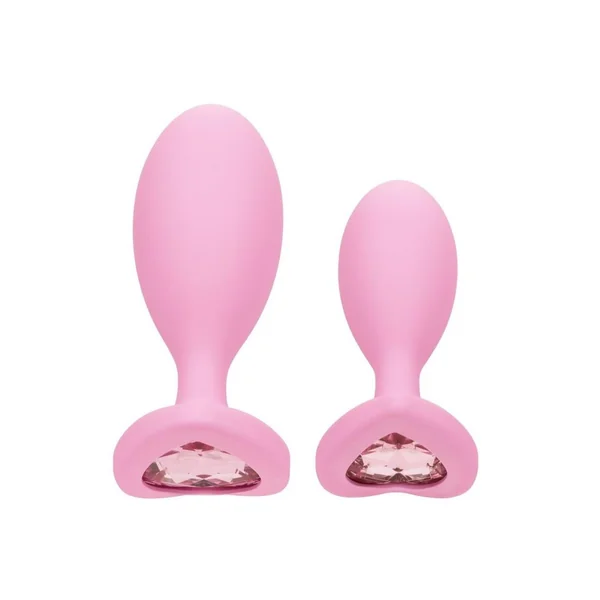 First Time Crystal Booty Duo Silicone Anal Plug (2 Pack) – Pink